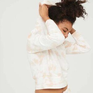 Aerie Offline White & Orange Tie Dye Pullover Sweatshirt M